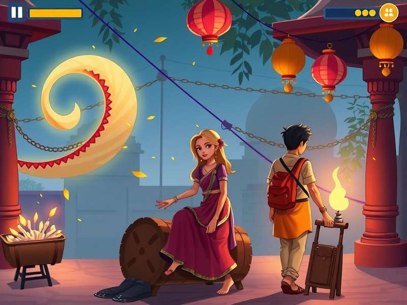 Soulful Stroll India character interacting with cultural elements